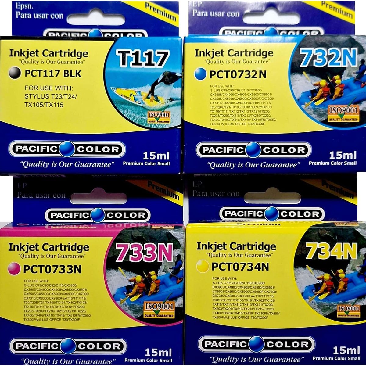 PACIFIC COLOR - Pack de Tinta Alternativa para Epson  73 y 117