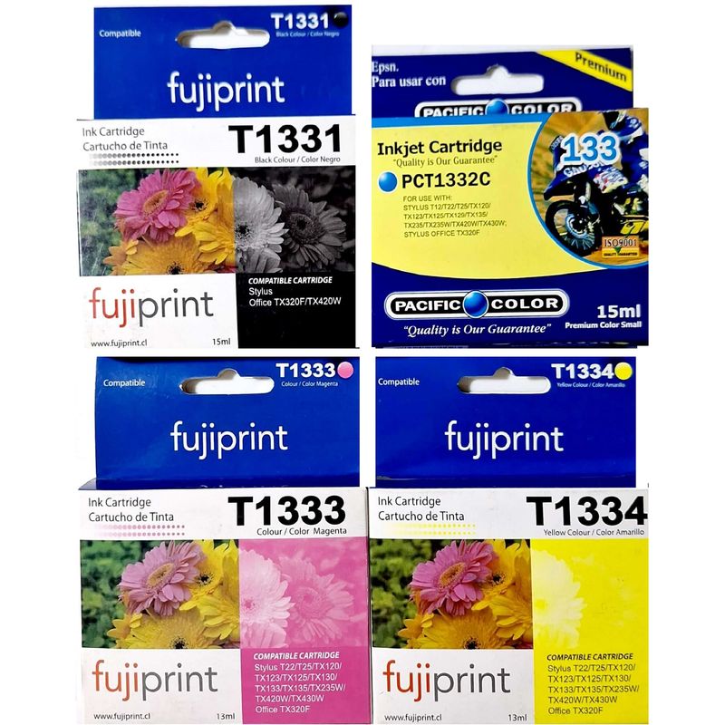 PACIFIC COLOR - Pack de Tinta Alternativa para Epson  133