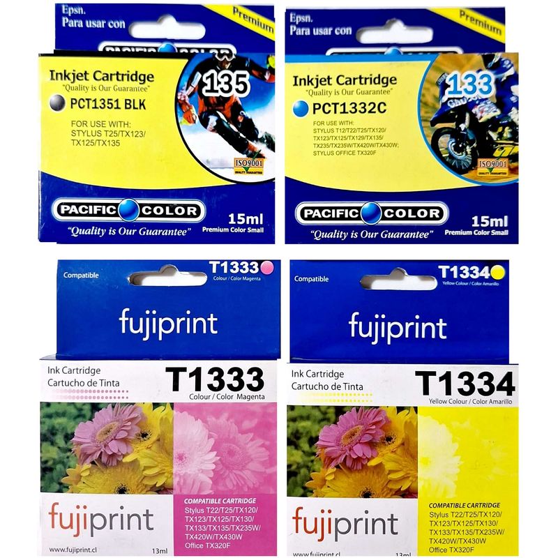 PACIFIC COLOR - Pack de Tinta Alternativa para Epson  133 y 135