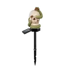 GENERICO - Estaca Solar De Halloween Calavera Con Serpiente Luz Jardín
