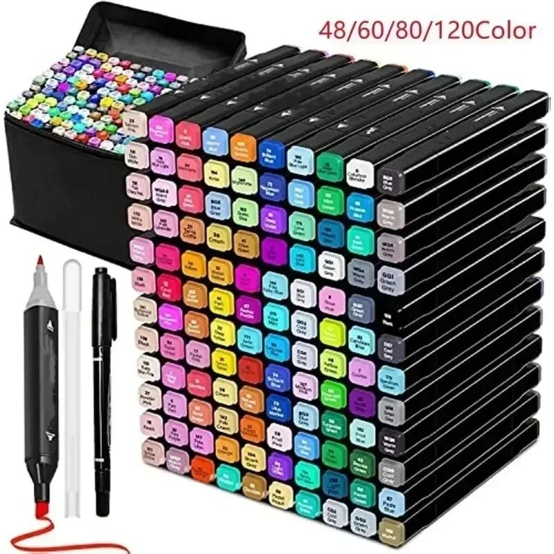 GENERICO - Set de Plumones Rotuladores doble Punta calidad 120 pcs