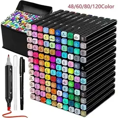 GENERICO - Set de Plumones Rotuladores doble Punta calidad 120 pcs