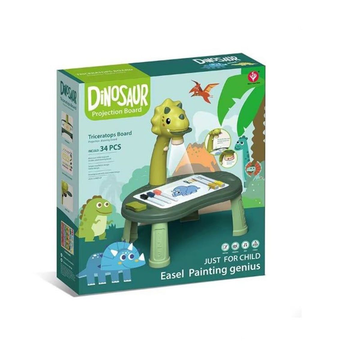 GENERICO - Mesa De Dibujo Con Proyector Y Sonido - Dinosaurio Verde
