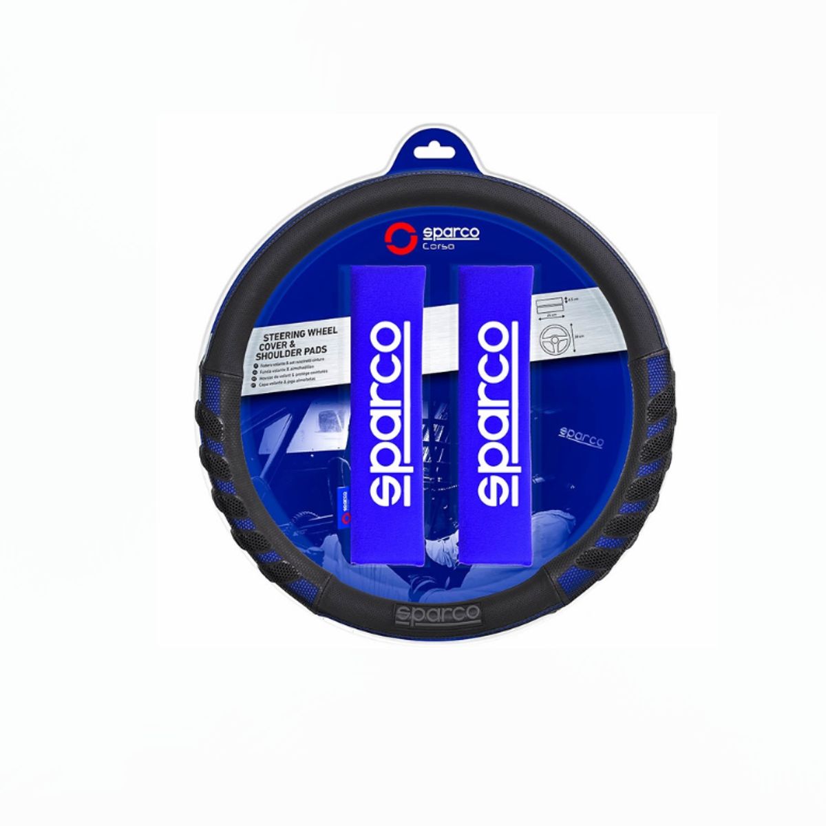 SPARCO - Set Cubre Volante + Cinturon Auto Sparco Universal Sps107