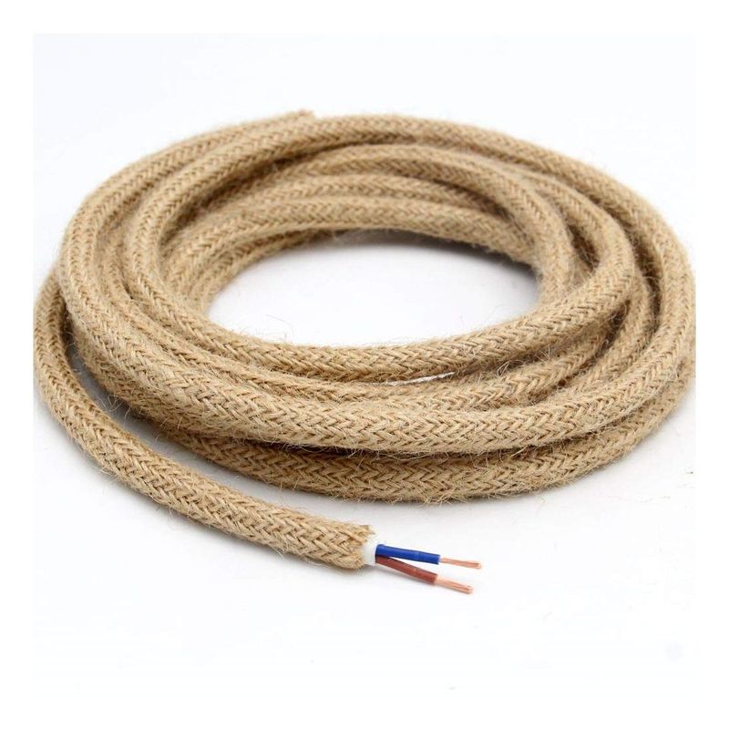 GENERICO - 5 Mts Cable Electrico Yute Bipolar Textil Rustico 2 x 0.75
