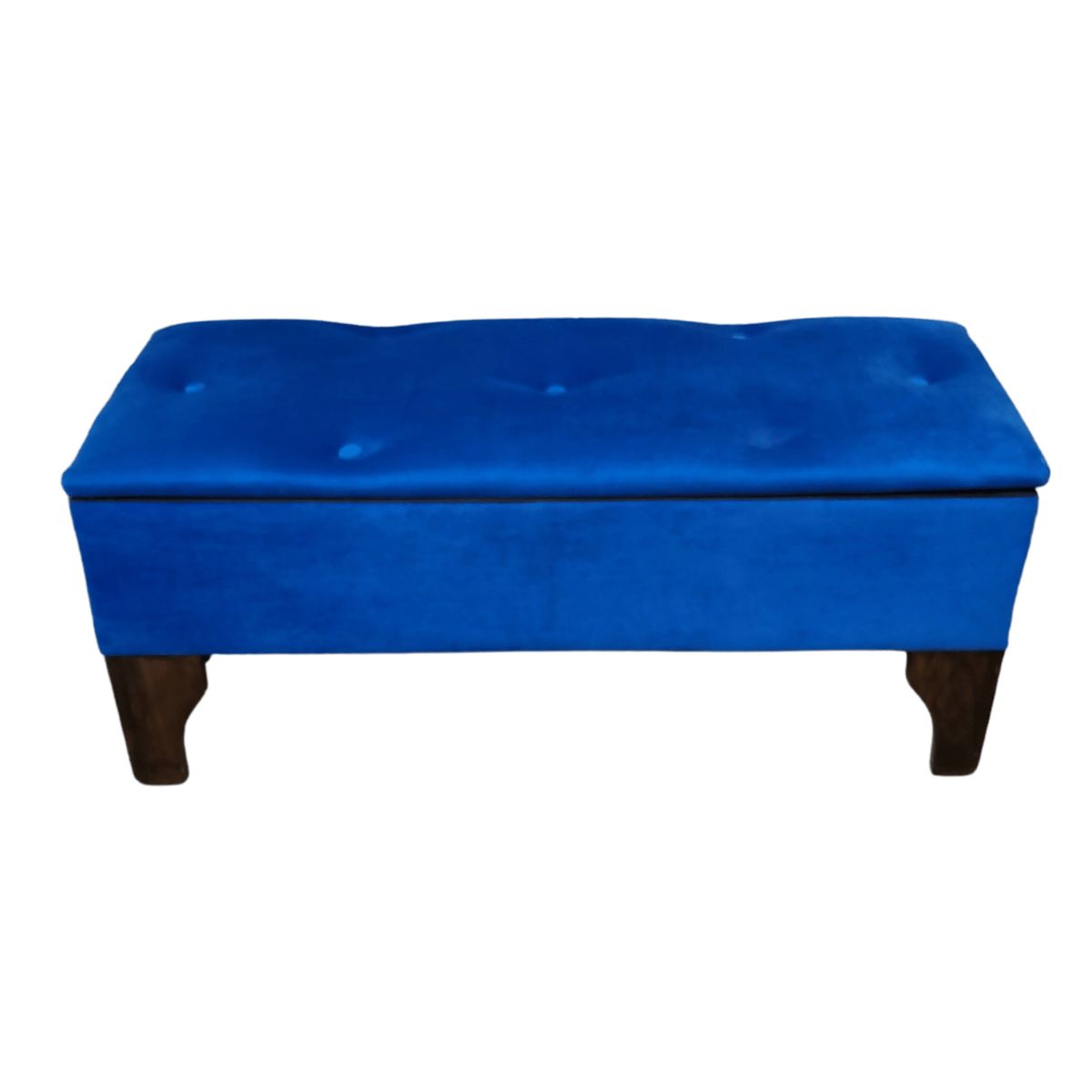 GENERICO - Banqueta Baúl Botón Azul Rey Felpa 105X40X45X20  Muebles Rimar