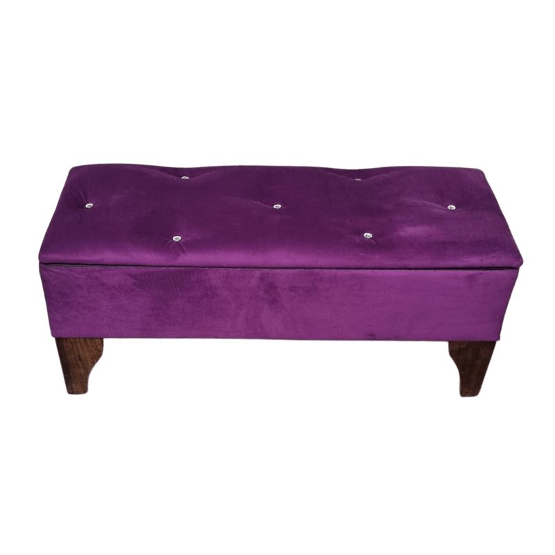 GENERICO - Banqueta Baúl Botón Diamante Morado Felpa 105X40X45X20  Muebles Rimar