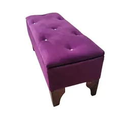 GENERICO - Banqueta Baúl Botón Diamante Morado Felpa 105X40X45X20 Muebles Rimar
