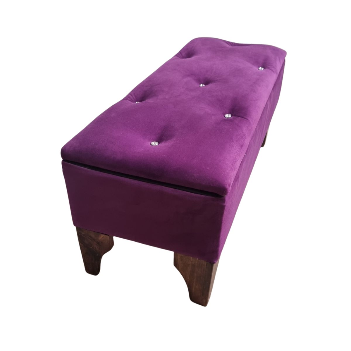 GENERICO - Banqueta Baúl Botón Diamante Morado Felpa 105X40X45X20  Muebles Rimar