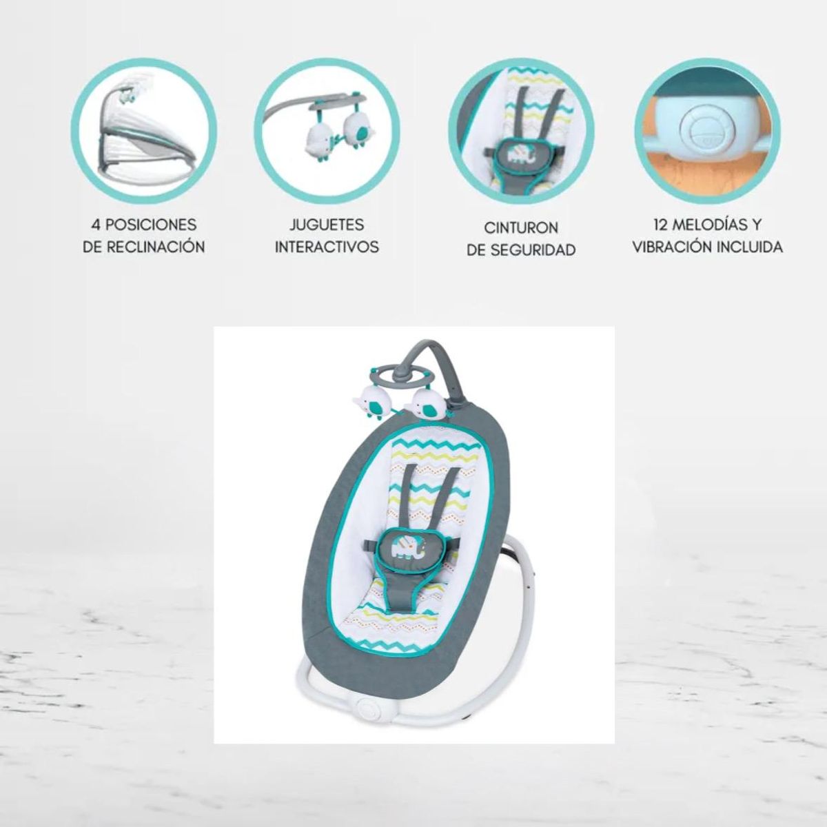 ACTUAL - Silla Mecedora Nido Plegable Vibración y Sonidos