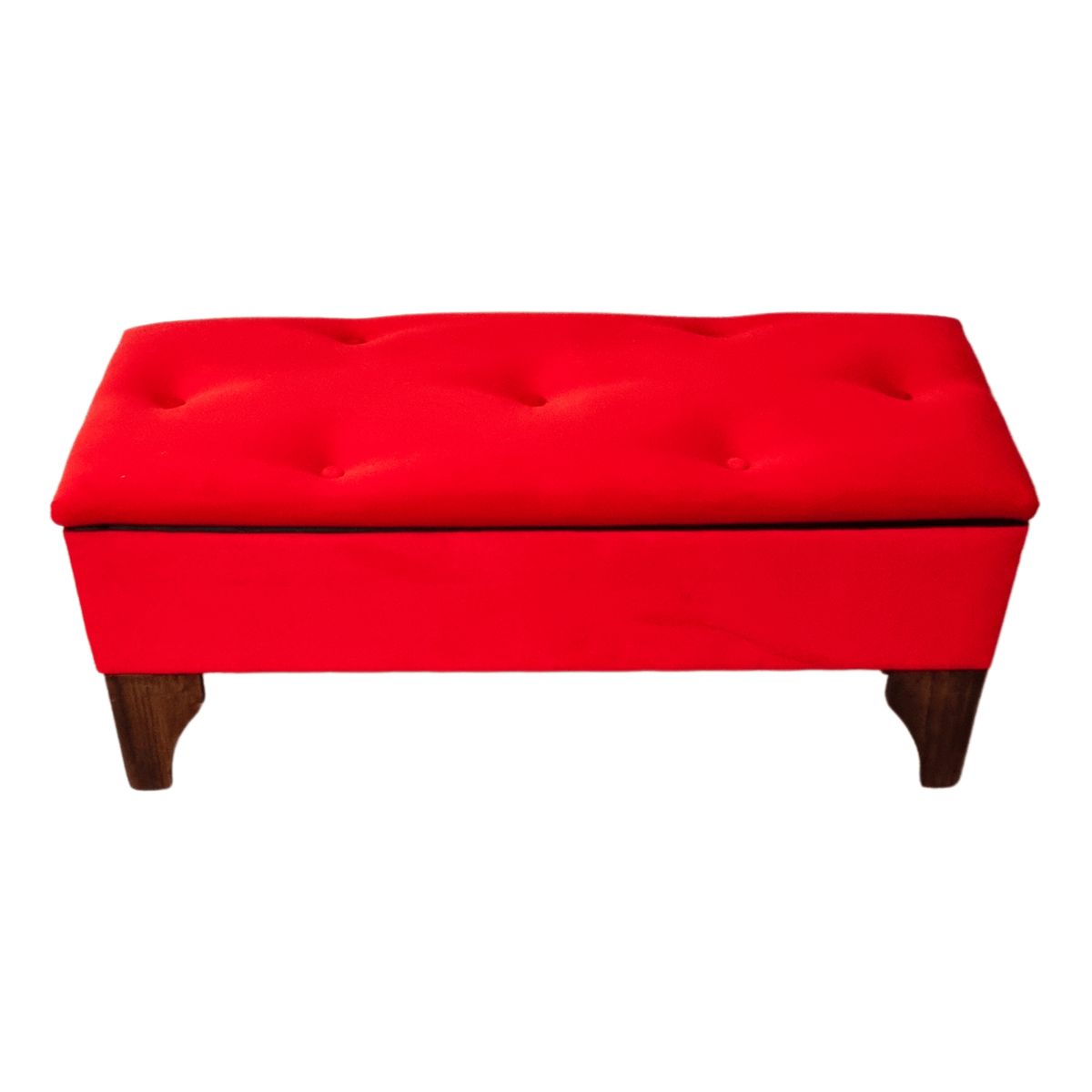 GENERICO - Banqueta Baúl Botón Rojo Felpa 105X40X45X20  Muebles Rimar