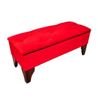 Imagen 2 del producto Banqueta Baúl Botón Rojo Felpa 105X40X45X20 Muebles Rimar