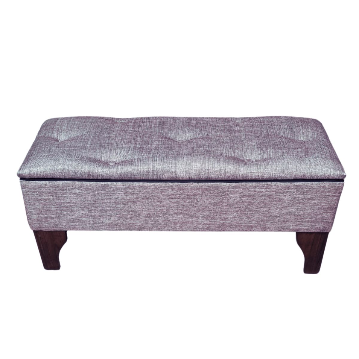 GENERICO - Banqueta Baúl Botón Gris Lino 105X40X45X20 Muebles Rimar