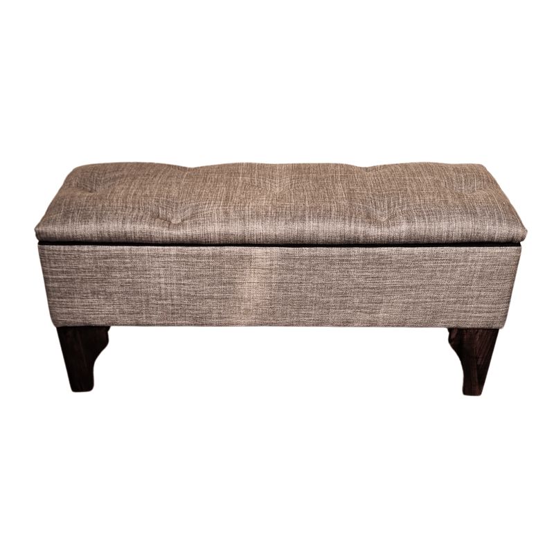 GENERICO - Banqueta Baúl Botón Beige Lino 105X40X45X20 Muebles Rimar