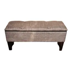 GENERICO - Banqueta Baúl Botón Beige Lino 105X40X45X20 Muebles Rimar