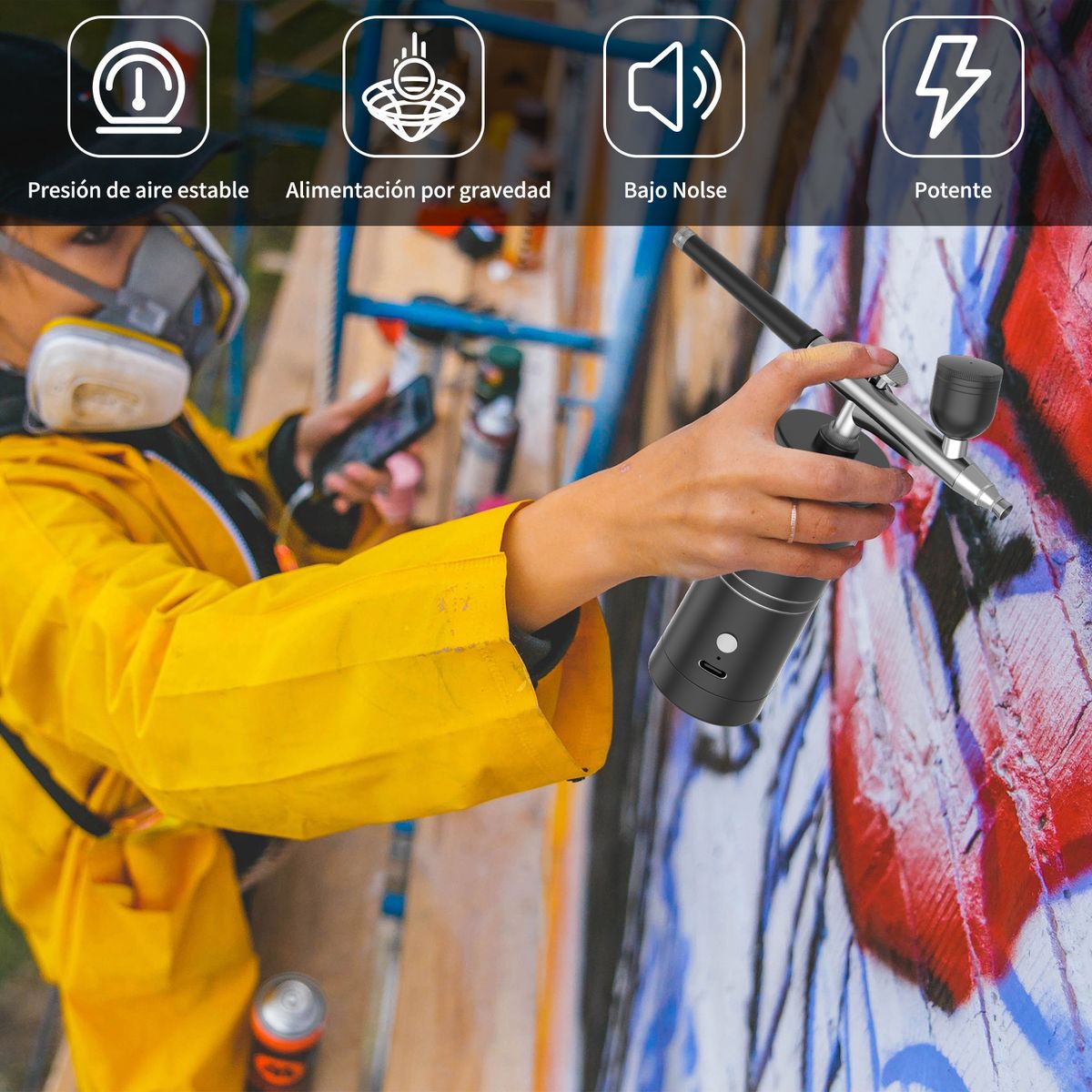 AIZO - Airbrush Aerográfica Aerografo Eléctrica Portatil Kit