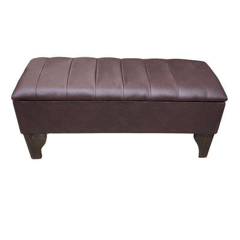 GENERICO - Banqueta Baúl Tubular Café Moro Eco Cuero 105x40x45x20 Muebles Rimar