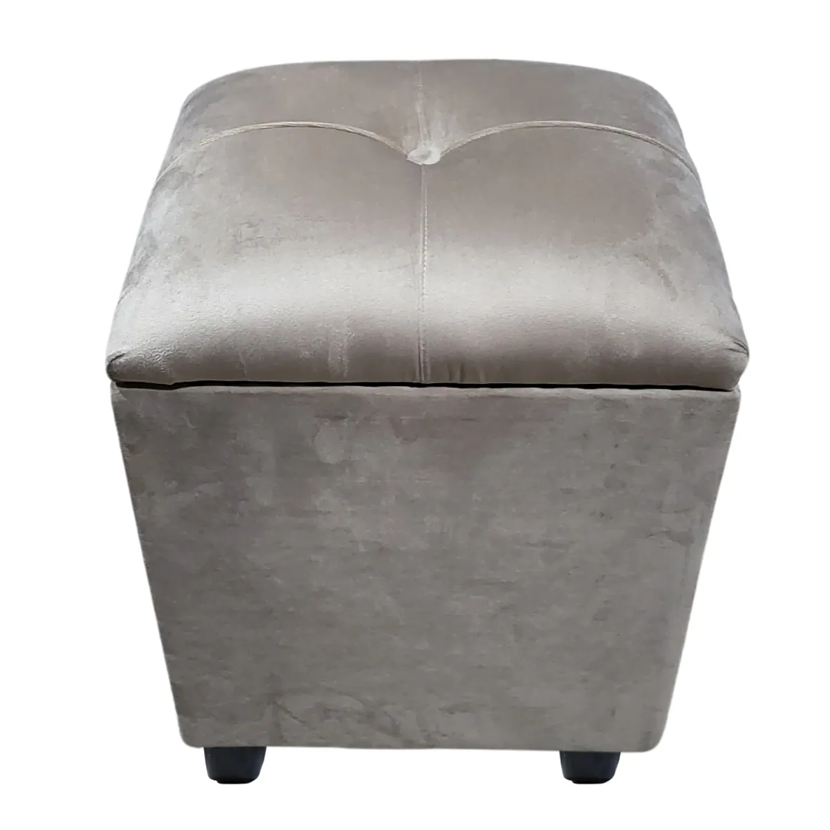 GENERICO - Pouf Baul Beige Felpa Botón 40x33x45 Rimar