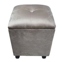 Pouf Baul Beige Felpa Botón 40x33x45 Rimar