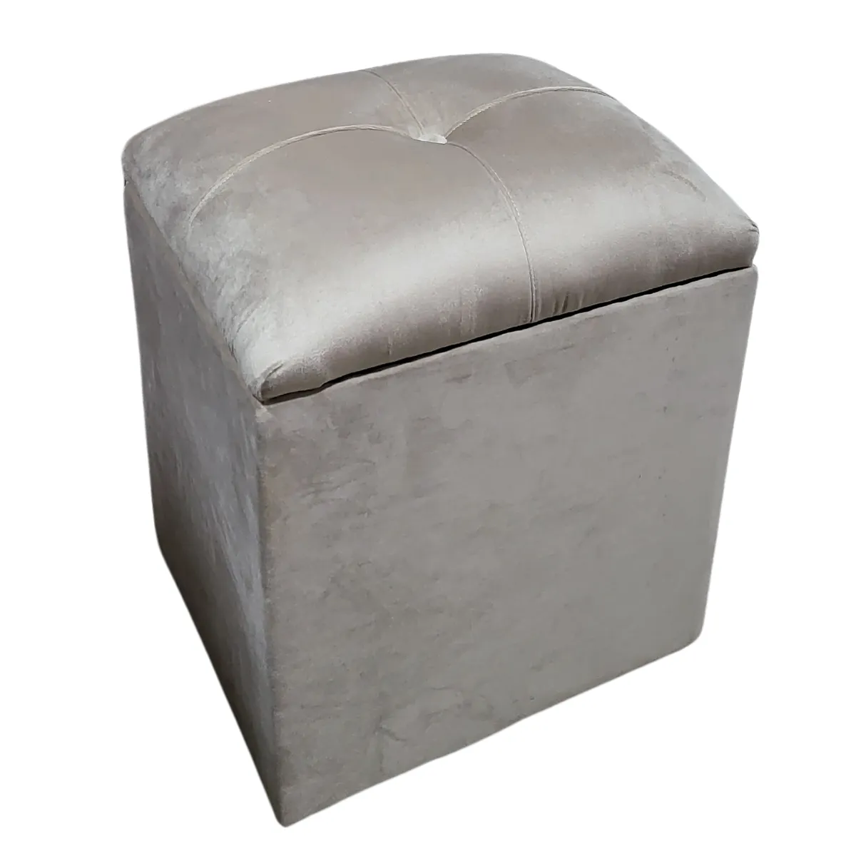 GENERICO - Pouf Baul Beige Felpa Botón 40x33x45 Rimar