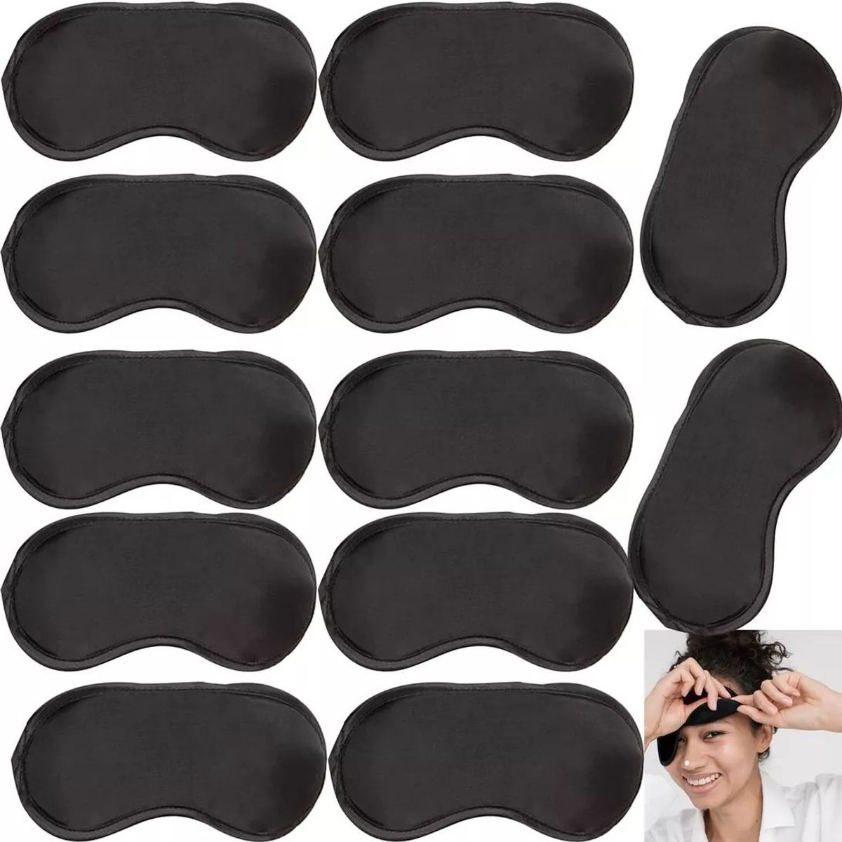 KUANGYE - 25 Antifaz Negro Para Dormir, Viajar, O Descanso