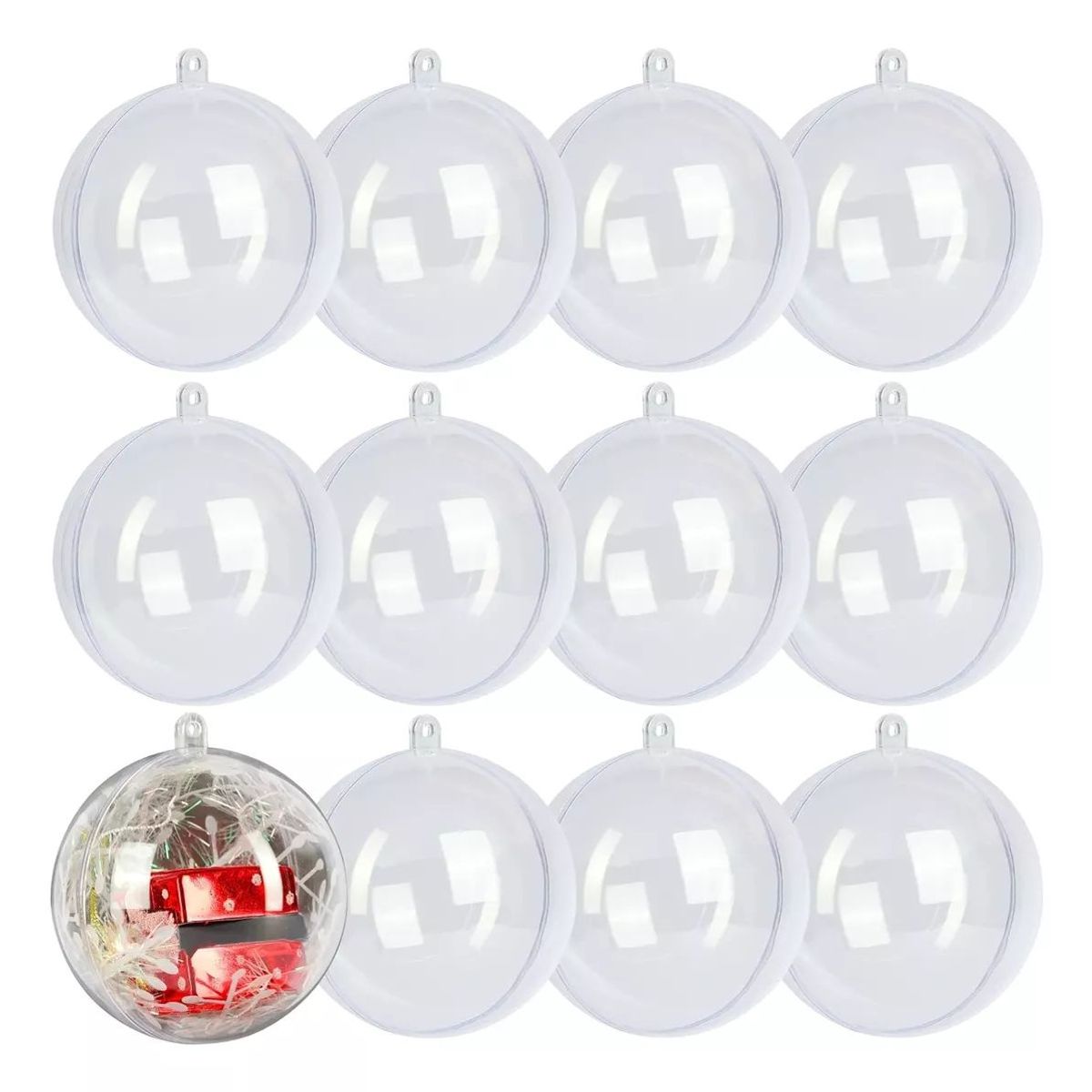 KUANGYE - Pack 12 Esferas Acrílico Para Rellenar Y Decorar Navidad 8cm