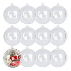 KUANGYE - Pack 12 Esferas Acrílico Para Rellenar Y Decorar Navidad 8cm