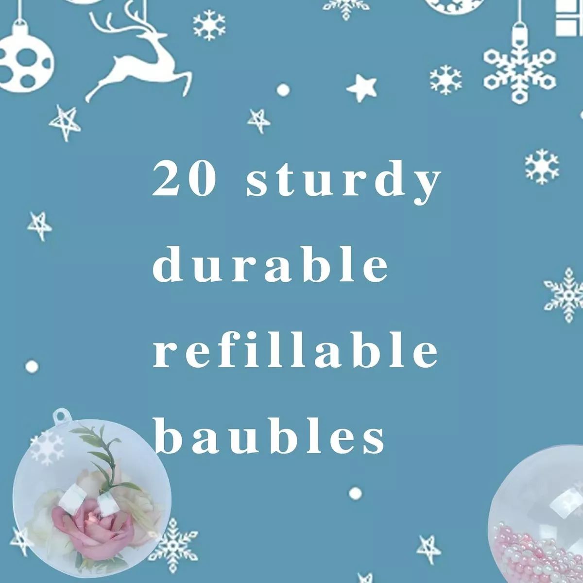 KUANGYE - Pack 12 Esferas Acrílico Para Rellenar Y Decorar Navidad 8cm