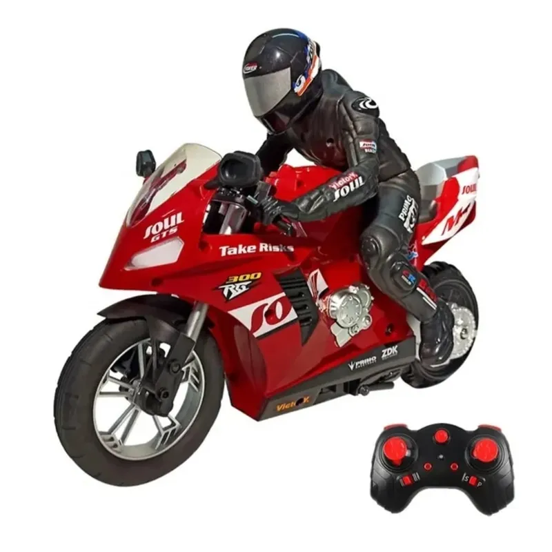 GENERICO - MOTO CONTROL REMOTO DE CARRERA, ACROBATICA JUGUETE  1:6 ROJA