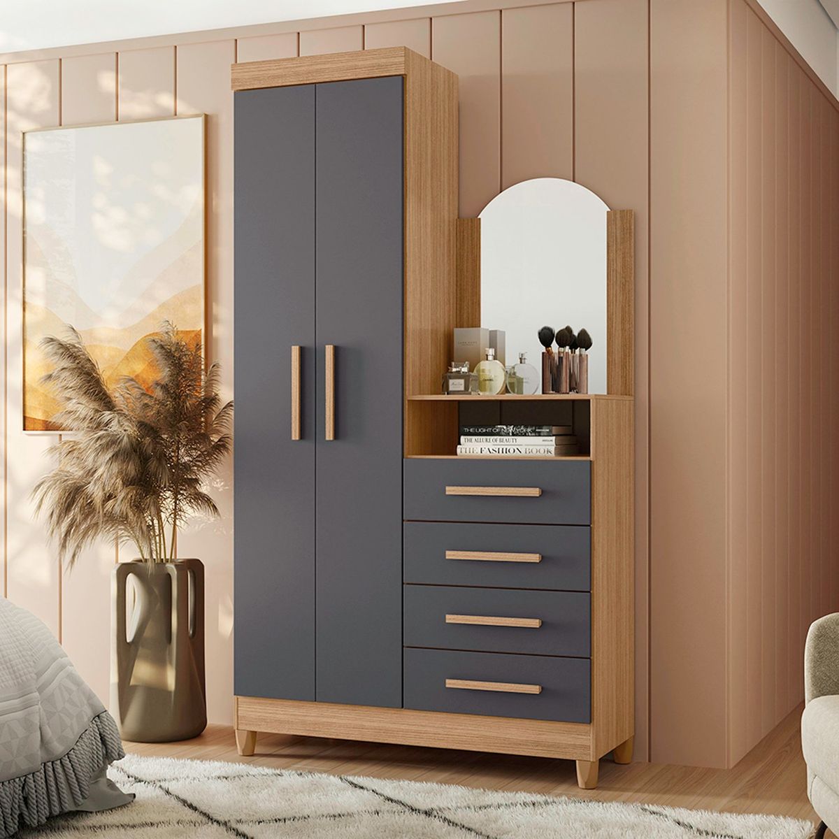 VEKKAHOME - COMODA CAPRI GREY 2P+4C