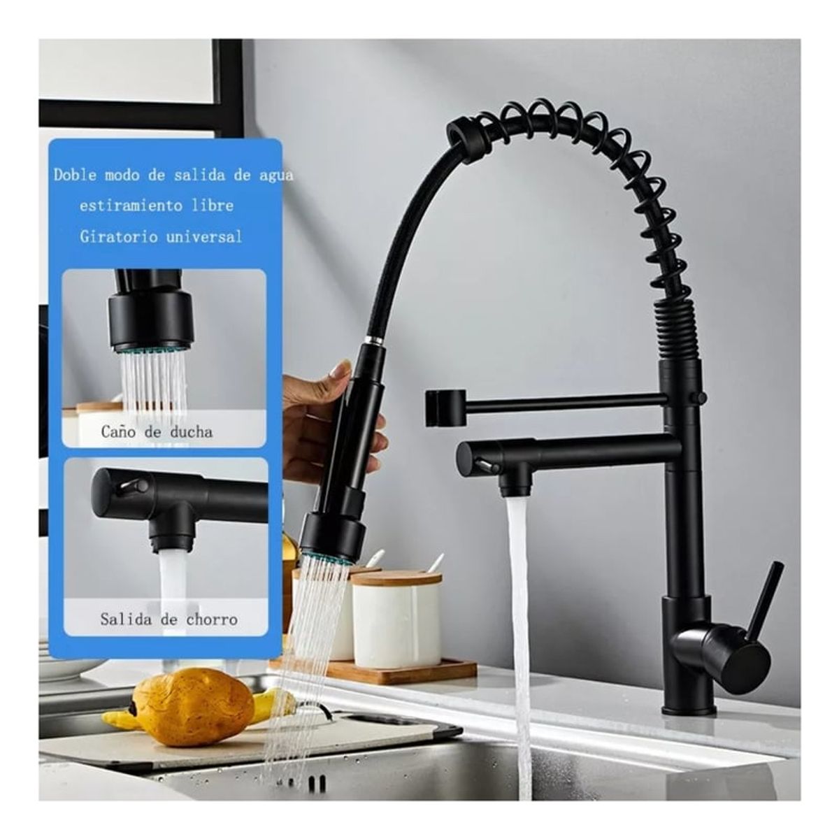 U BUY - Grifo Llave Lavaplatos Monomando Cocina Extensible Flexible