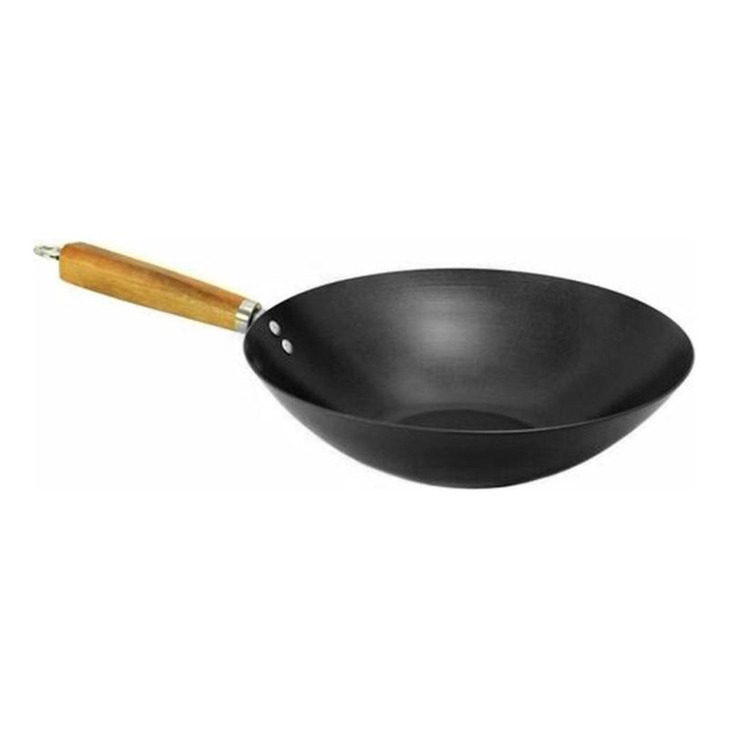 IMPORTCLICK - Wok Sartén Acero Mango Madera 29 CM IMPORTCLICK