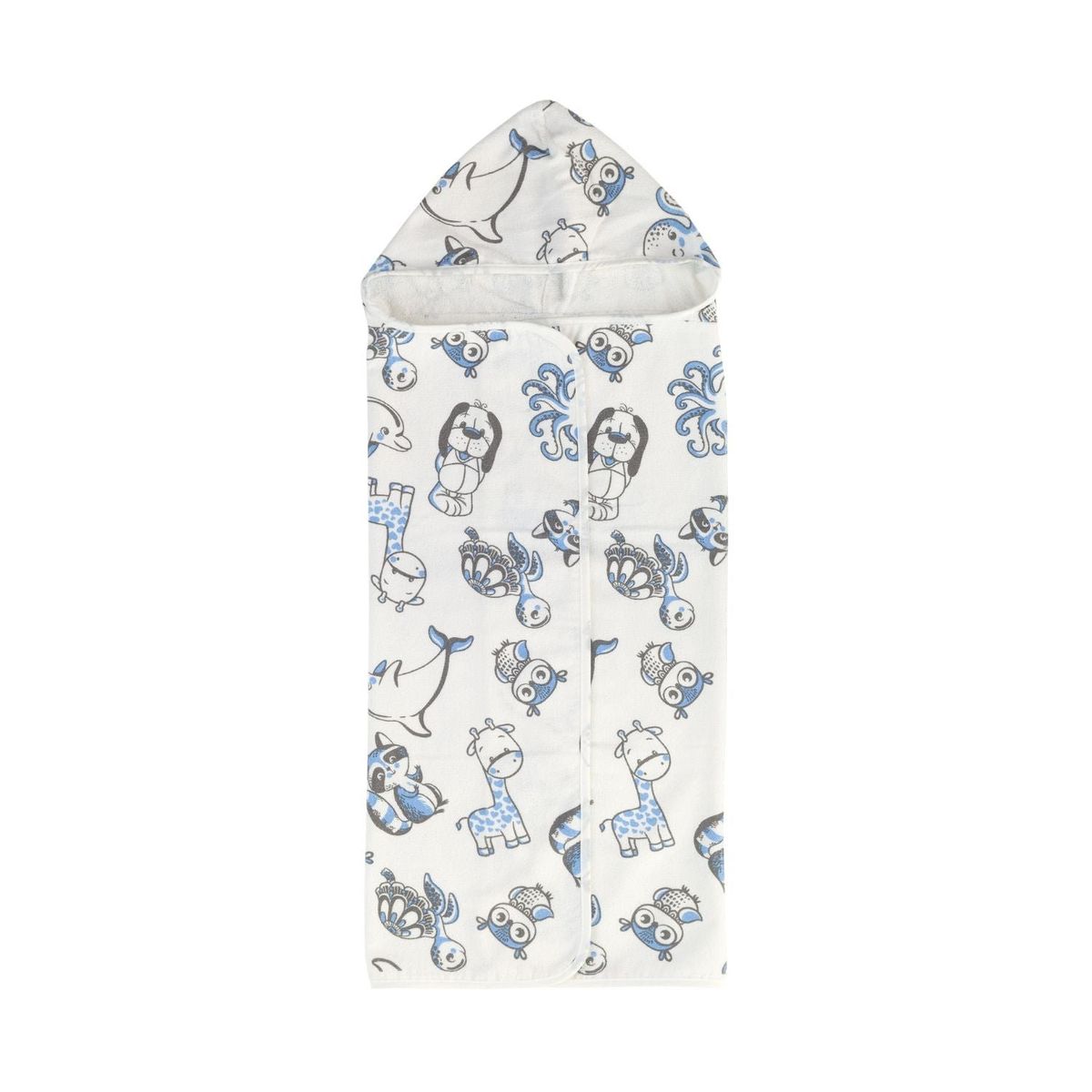 TEKA - Toalla Capucha De Algodón Estampada Bichos Azules