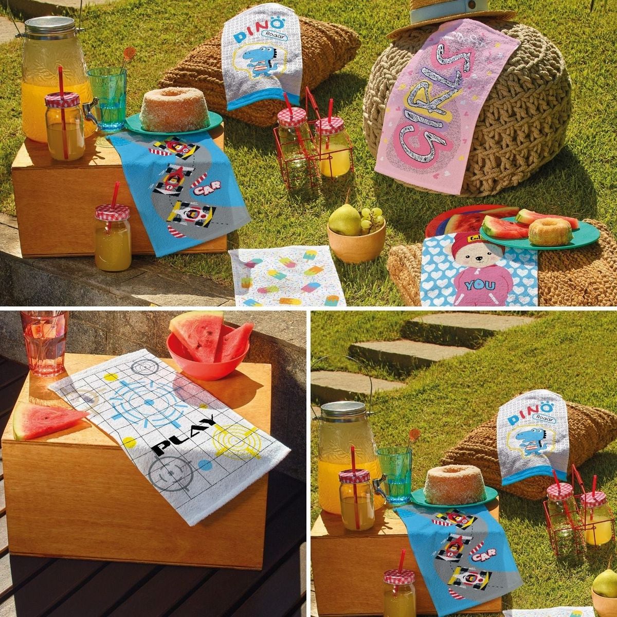 TEKA - Pack 3 Toallas de Mano Preescolar Dino Candy