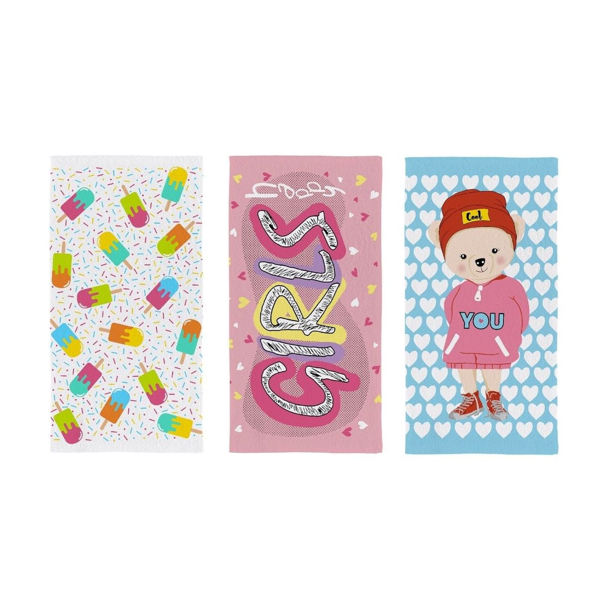 TEKA - Pack 3 Toallas de Mano Preescolar Girls Candy