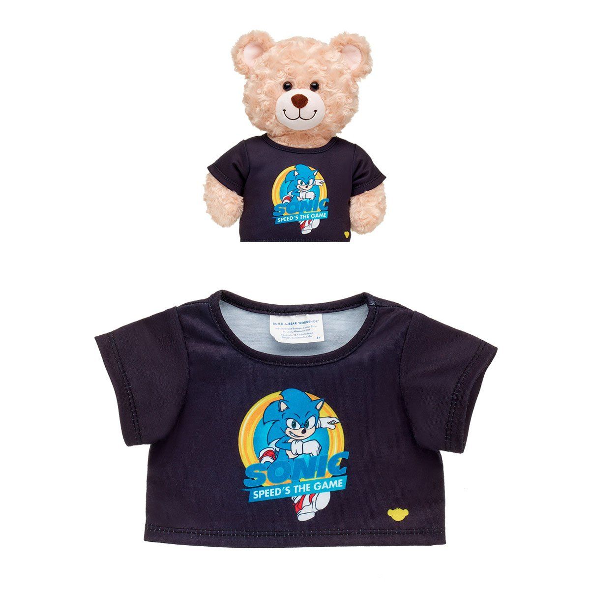 BUILD A BEAR - Polera Build a Bear Sonic negra para peluche
