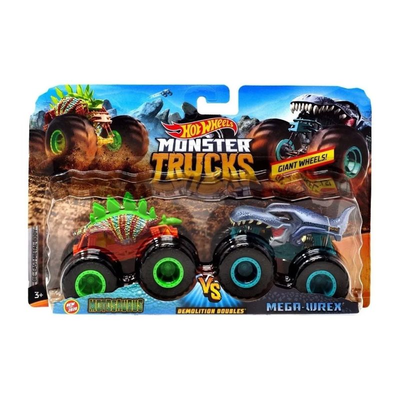 HOT WHEELS - HOT WHEELS MONSTER TRUCKS ESCALA 1:64 - MOTOSAURUS Vs MEGA WREX