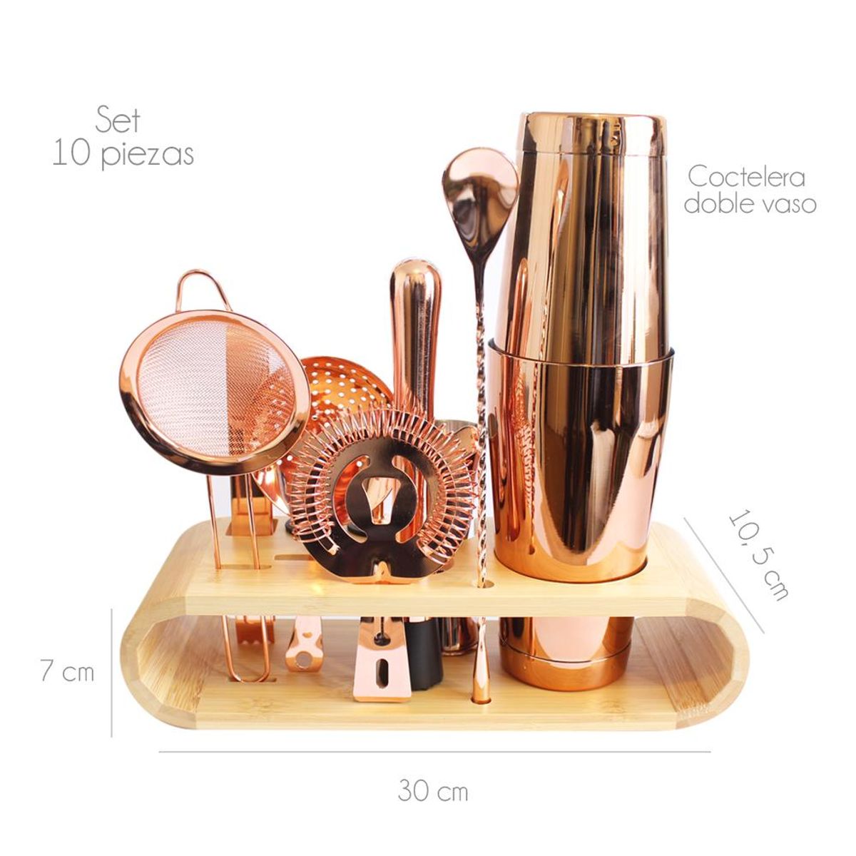 GENERICO - Set Bartender Coctelera Cobre 10 piezas Moderna