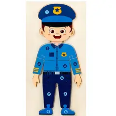 ARTIDIX - Rompecabezas de madera 10 piezas de policía