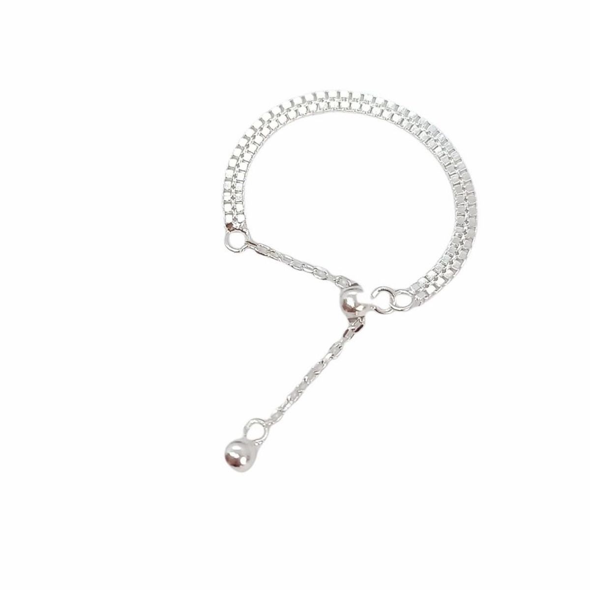 ELBAULDEJUMA - Anillo ajustable en plata fina ley S925 chapado en oro blanco 18k