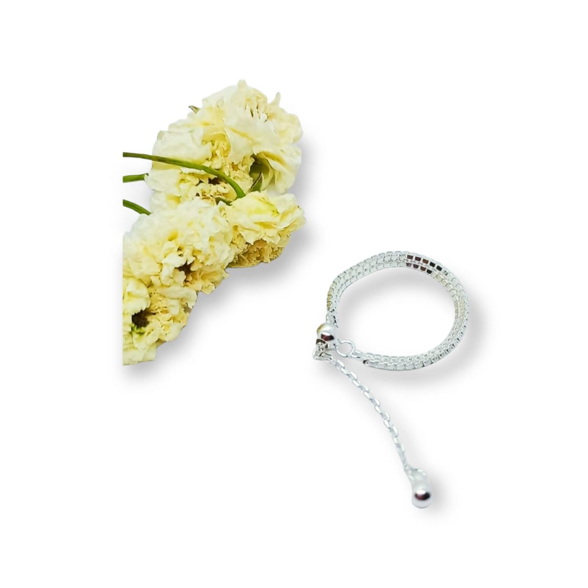 ELBAULDEJUMA - Anillo ajustable en plata fina ley S925 chapado en oro blanco 18k