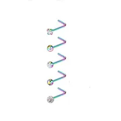 ELBAULDEJUMA - Set 5 Piercing Acero Quirúrgico Nariz Zirconia Nostril Tipo L