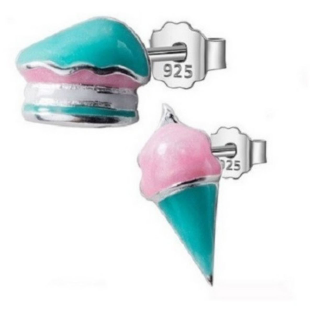 ELBAULDEJUMA - Pendientes Helado Dulce Plata S925