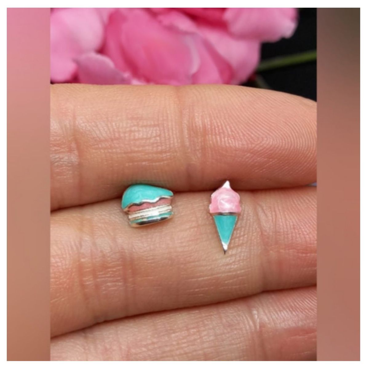ELBAULDEJUMA - Pendientes Helado Dulce Plata S925