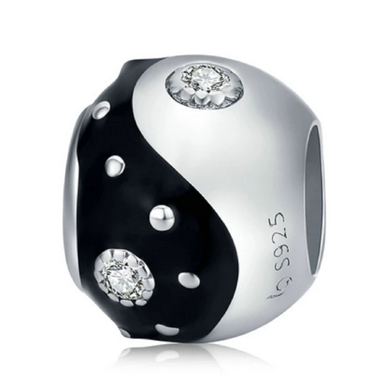 ELBAULDEJUMA - Charm dije abalorio Ying Yang plata 925 pulsera colgante