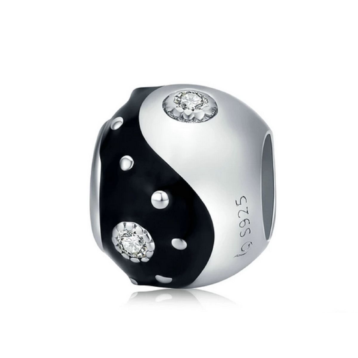 ELBAULDEJUMA - Charm dije abalorio Ying Yang plata 925 pulsera colgante