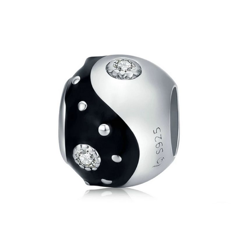 ELBAULDEJUMA - Charm dije abalorio Ying Yang plata 925 pulsera colgante