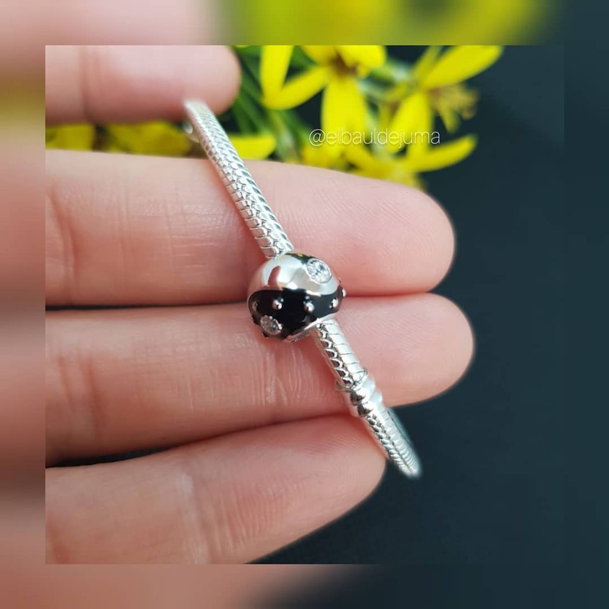 ELBAULDEJUMA - Charm dije abalorio Ying Yang plata 925 pulsera colgante