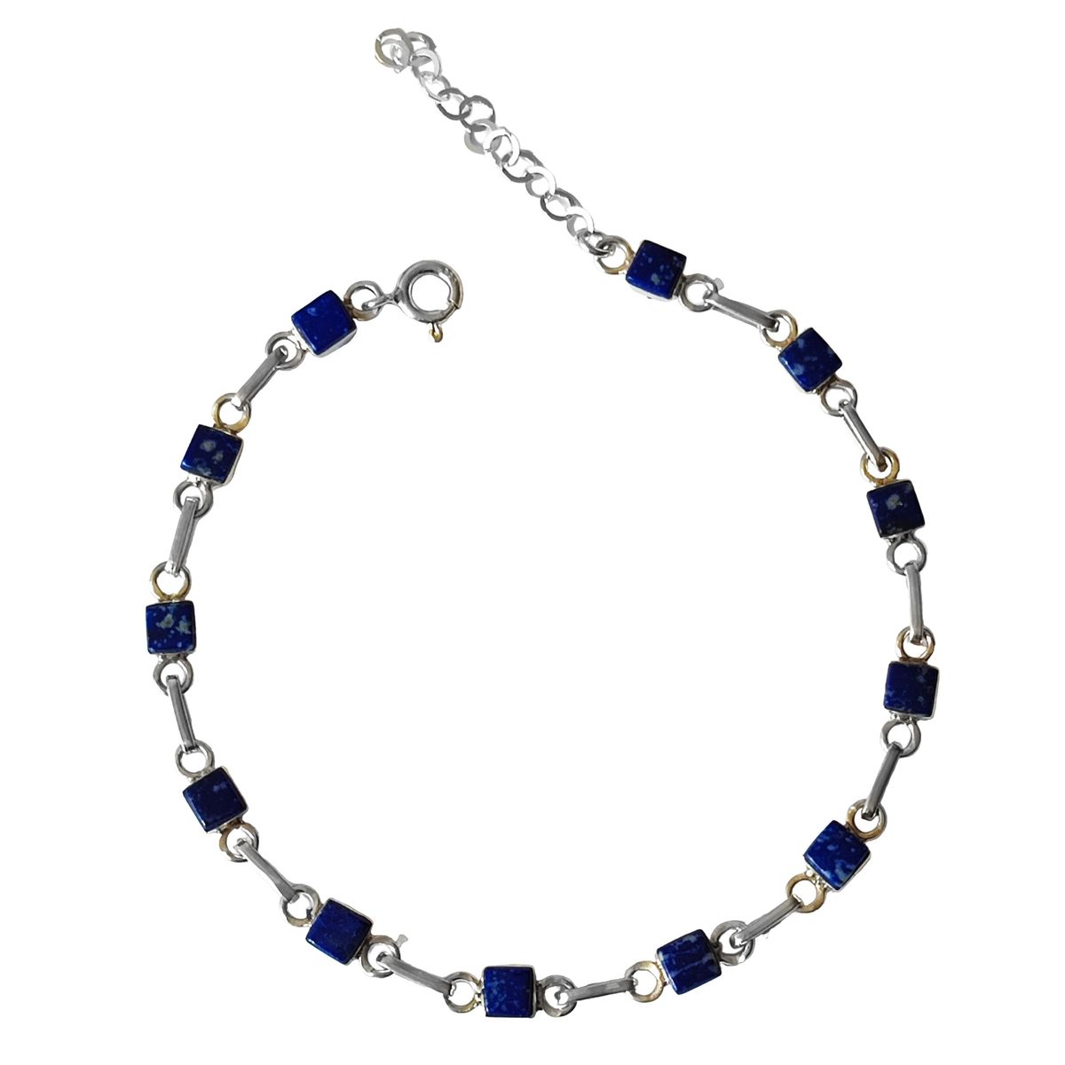 COGGIOLA - Pulsera Mini Cuadrado Lapislázuli Plata Fina 950