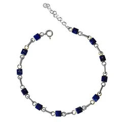 ANDREA COGGIOLA JOYAS - Pulsera Mini Cuadrado Lapislázuli Plata Fina 925
